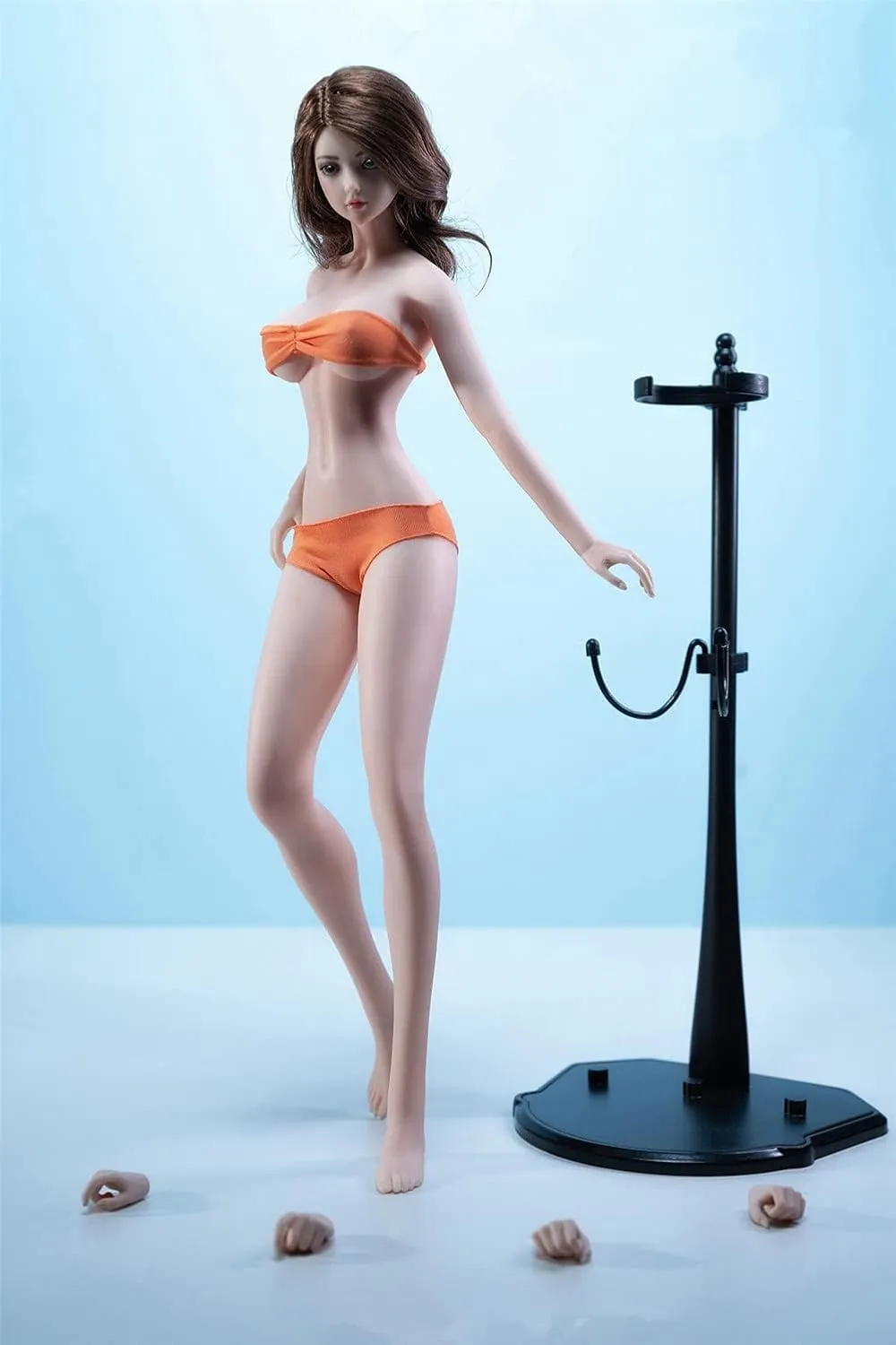 1/6 Scale Female Body,12inch Female Super Flexible Pale Skin Large Bust Tall and Slender Seamless Action Figure Body Collection (S40 Include Head Sculpt)