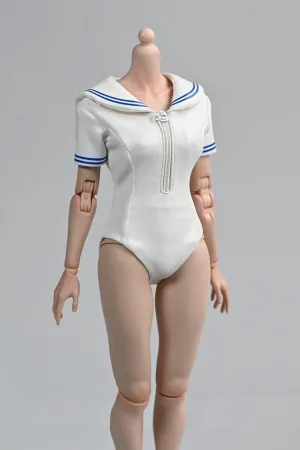 1/6 Scale Female Figure Doll Clothes Leather Short Sleeved Jumpsuit for 12 Inch Female Action Figure, Flexible Seamless Doll Silicone Body Doll(White)