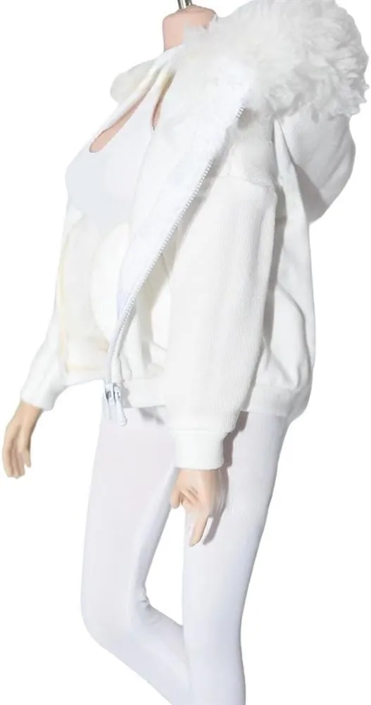 1/6 Scale Female Soldier Model Doll Coat Jacket for 12 Inch Movable Doll Action Figure, Flexible Seamless Doll Miniatures Accessories Doll(White)