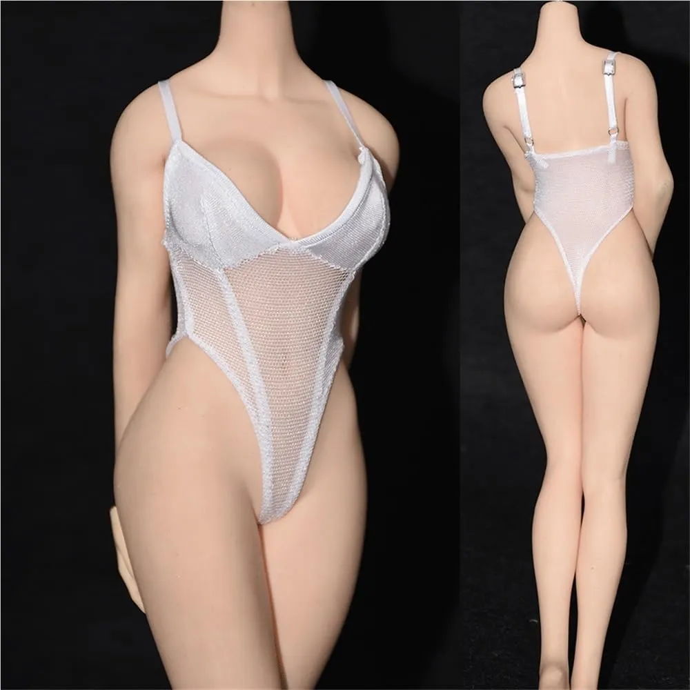 1/6 Scale Figure Doll Clothes Lace Underwear Swimsuit Jumpsuit for 12" Female Action Figure, Flexible Seamless Doll Silicone Body Doll(White)