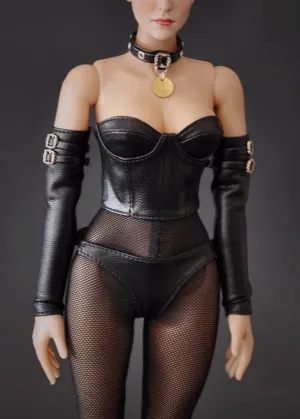 1/6 Scale Figure Doll Clothes Leather Shirt Leather Underpants Necklace for 12" Female Action Figure, Flexible Seamless Doll Silicone Body Doll