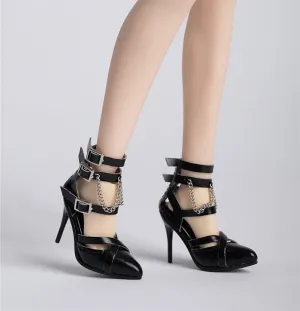 1/6 Scale Figure Shoes, Chain High Heels Sandals for 12" Action Figure Flexible Seamless Doll Miniatures Accessories Doll