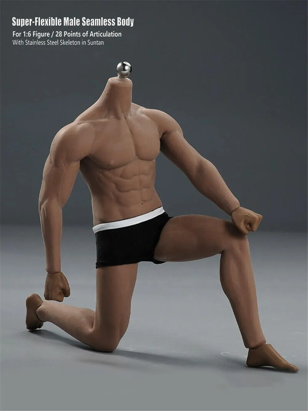 1/6 Scale Male Body,12inch Super Flexible Male Seamless Strong and Handsome Suntan Skin Muscular Action Figure Body Doll Collection (M33)