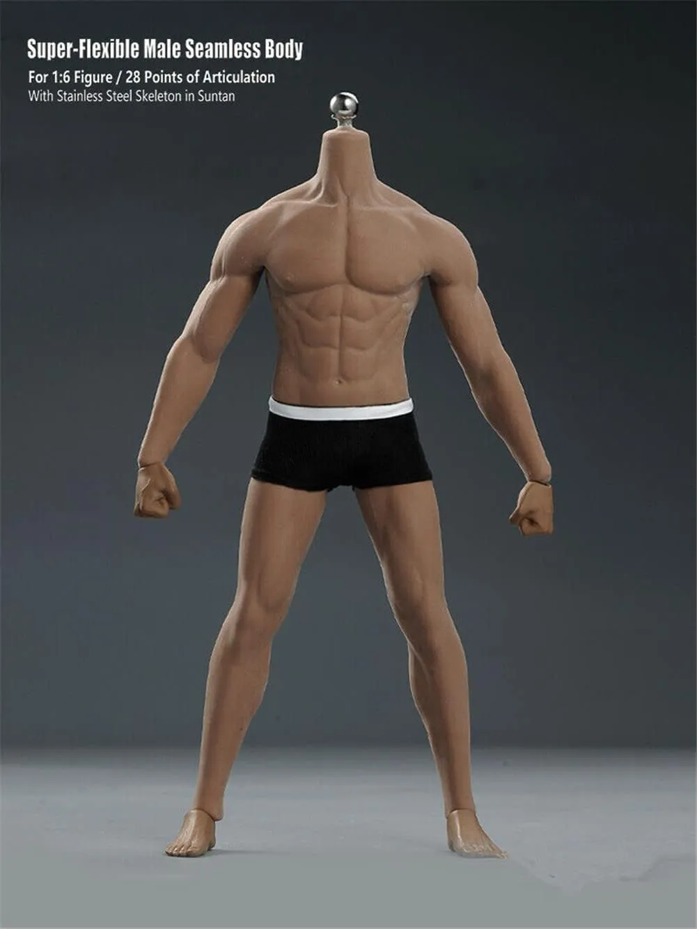 1/6 Scale Male Body,12inch Super Flexible Male Seamless Strong and Handsome Suntan Skin Muscular Action Figure Body Doll Collection (M33)