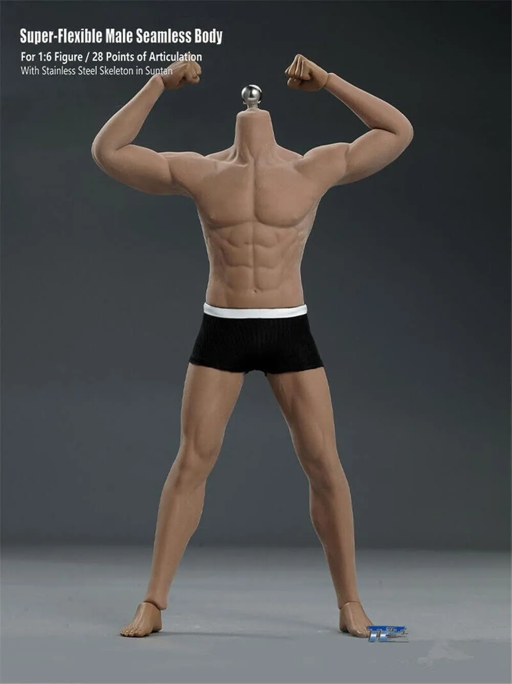 1/6 Scale Male Body,12inch Super Flexible Male Seamless Strong and Handsome Suntan Skin Muscular Action Figure Body Doll Collection (M33)
