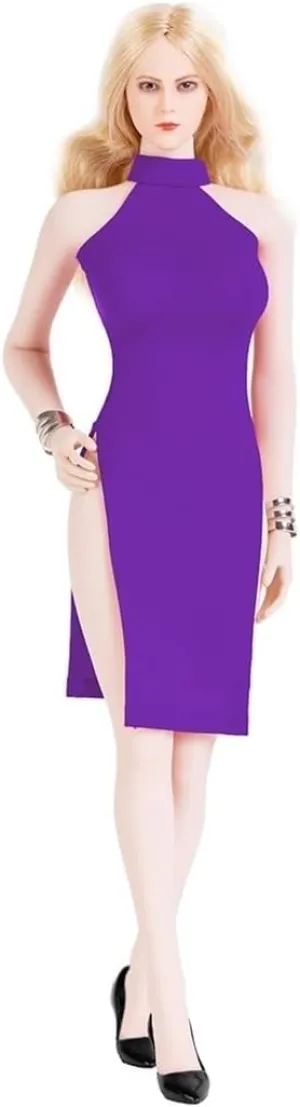 1/6 Scale Soldier Model Figure Doll Clothing Evening Dress 5ET6 for 12" Movable Doll Action Figure，Flexible Seamless Doll Miniatures Accessories Doll(Purple)
