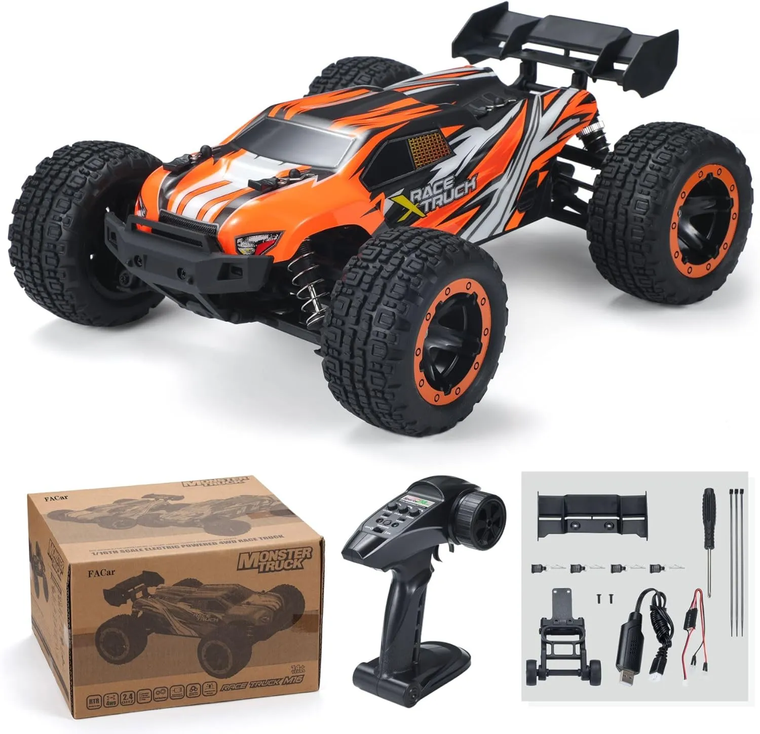 1602 Remote Control Truck 1:16 Scale 4X4 Brushless Fast RC Cars for Adults, High Speed 45 KPH, Hobby Electric Off Road Racing, 4WD RC Car, All Terrain Off Road Truck