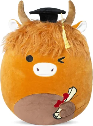 16" Graduation Stuffed Animals - Preschool Kindergarten Graduation Gifts 2025 Cuddly Graduation Plush, Highland Cow with Cap & Diploma