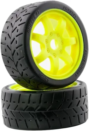 1/8 Gripper 42/100 Belted Mounted Tires 17mm Bright Yellow