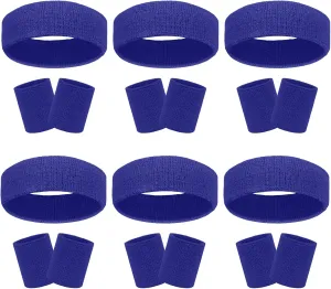 18 Pcs Sweatbands Headband Wristband Set Colorful Striped Terry Cloth Sports Athletic Gym 80s Sweat Headbands