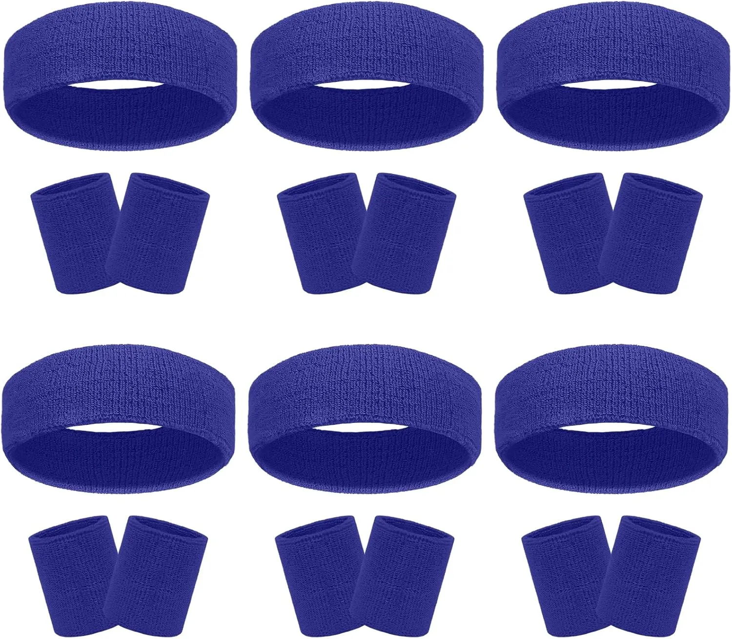 18 Pcs Sweatbands Headband Wristband Set Colorful Striped Terry Cloth Sports Athletic Gym 80s Sweat Headbands