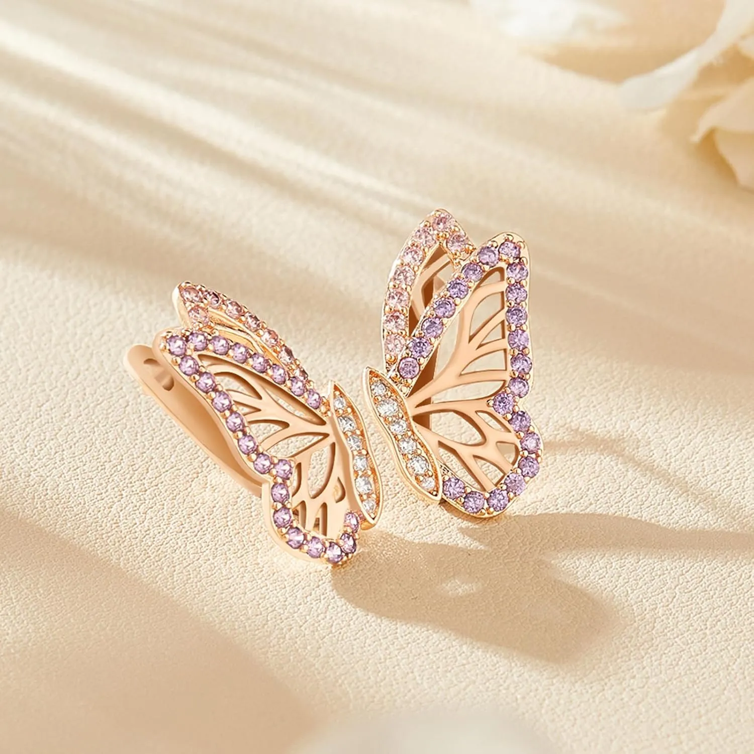 18K Gold Earrings for Women Trendy, Butterfly Earrings for Women Gold Hoop Earrings, Gold Butterfly Earrings Hypoallergenic Stud