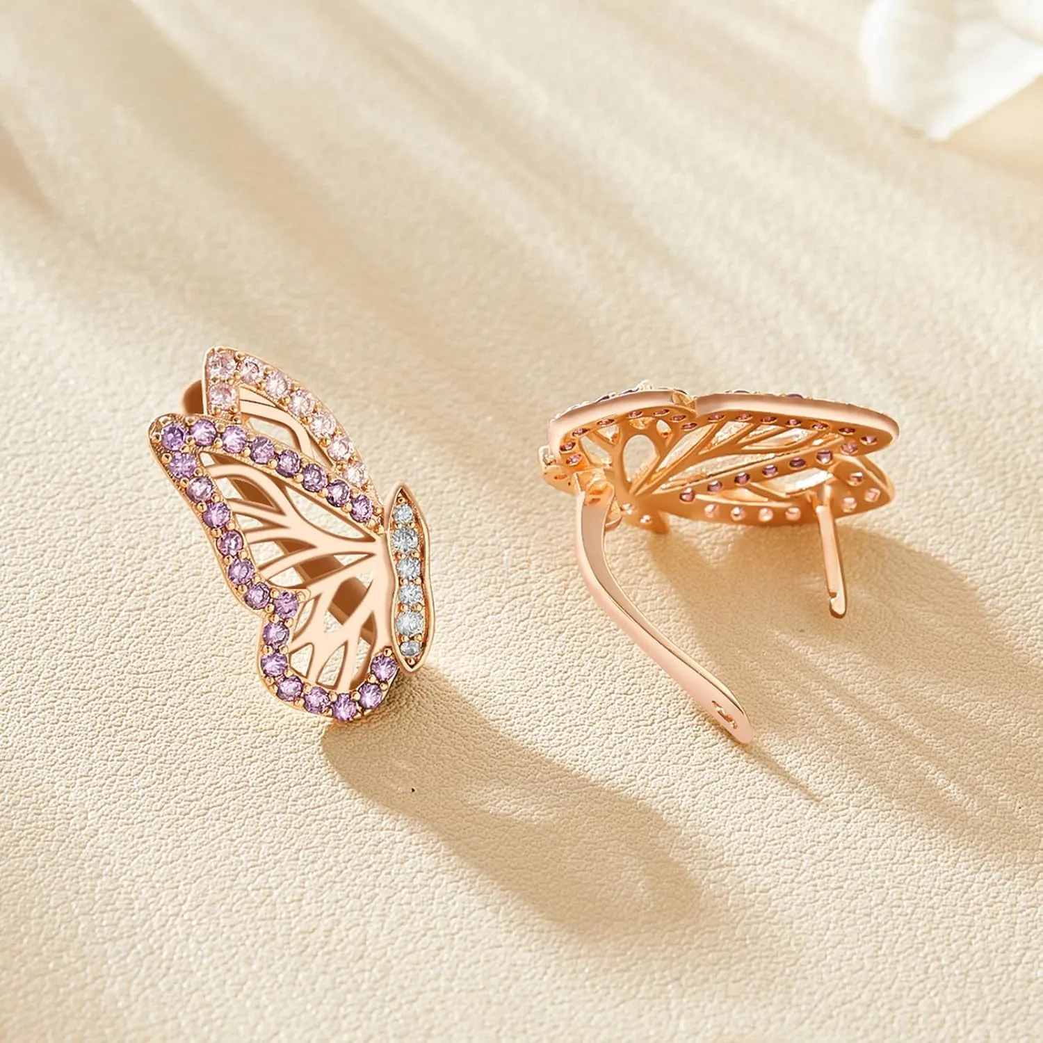 18K Gold Earrings for Women Trendy, Butterfly Earrings for Women Gold Hoop Earrings, Gold Butterfly Earrings Hypoallergenic Stud