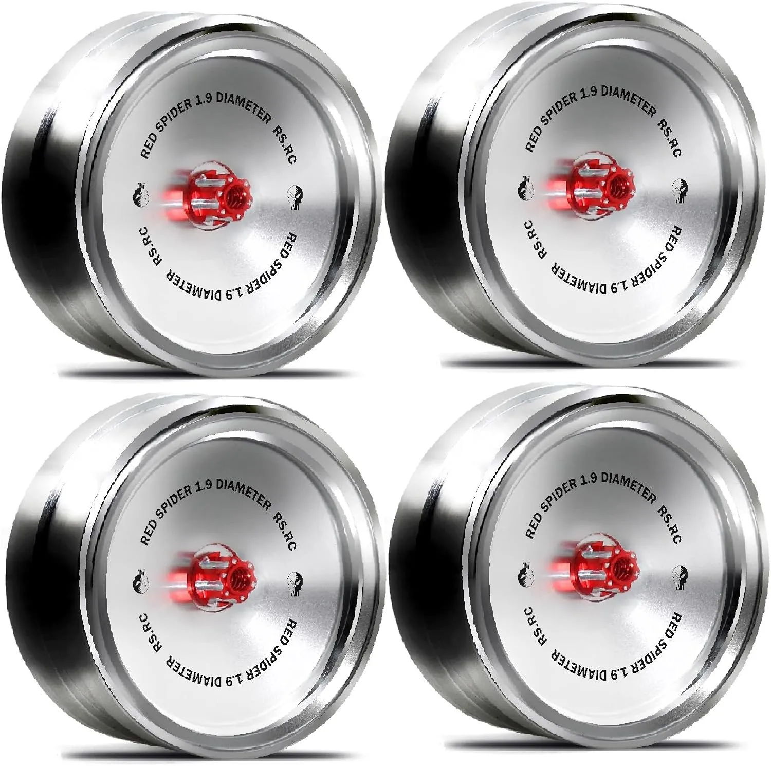 1.9 RC Beadlock Wheels Rims 12mm Hex Aluminum Alloy 1/10 Mud Crawler Tires Hubs for 1:10 Rock Crawler Car Axial SCX10 90046 Tamiya CC01 RR10 RC4WD Redcat Gen8 Traxxas TRX4 4PCS (Silvery)