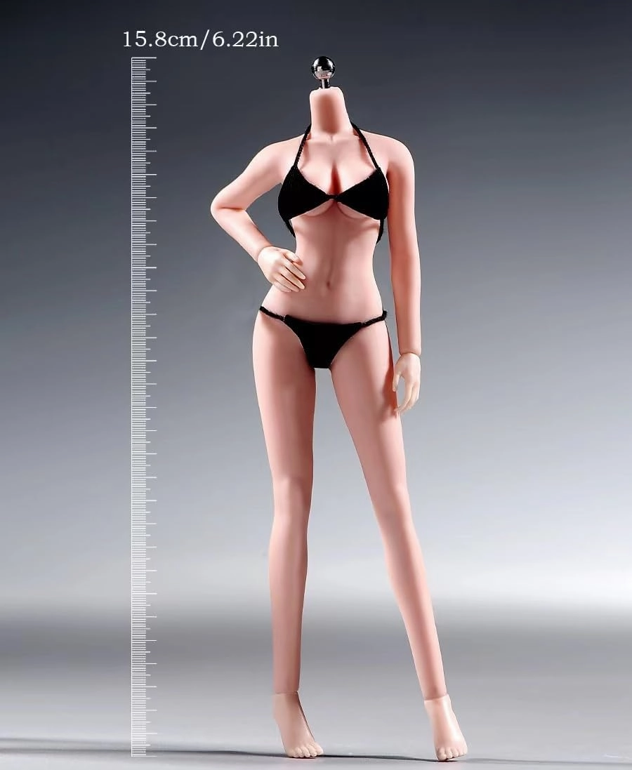 1/12 Scale Female Body, 6 inch Seamless Female Pale/Tanned Skin Figure Body Super Flexible Large Bust Action Figure