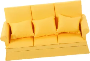 1set Miniature Sofa Model with Pillows Delicate Dollhouse Furniture Prop for Boys and Girls Bedroom Living Room Study Room Cute Doll Decor