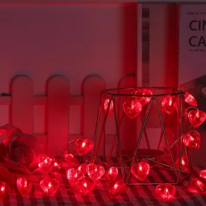 2 Pack Valentines Day Decor, Total 100LED 8 Modes Battery Operated w/Timer Diamond Cut Red Heart Twinkle Fairy String Lights for Weddings Mother's Day Indoor Outdoor Home Valentines Day Decorations