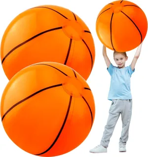 2 Pcs 40 Inch Jumbo Inflatable Basketball Large Inflatable Sports Basketball Giant Beach Balls Toys for Outdoor Activity Summer Birthday Sports Themed Party Favors
