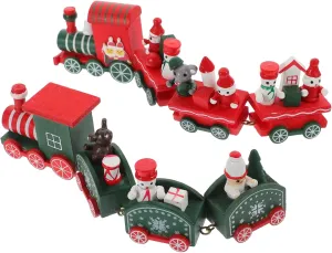 2 Sets Cartoon Train Ornaments for Christmas Decor Desktop Train Decorations Fun Holiday Boys