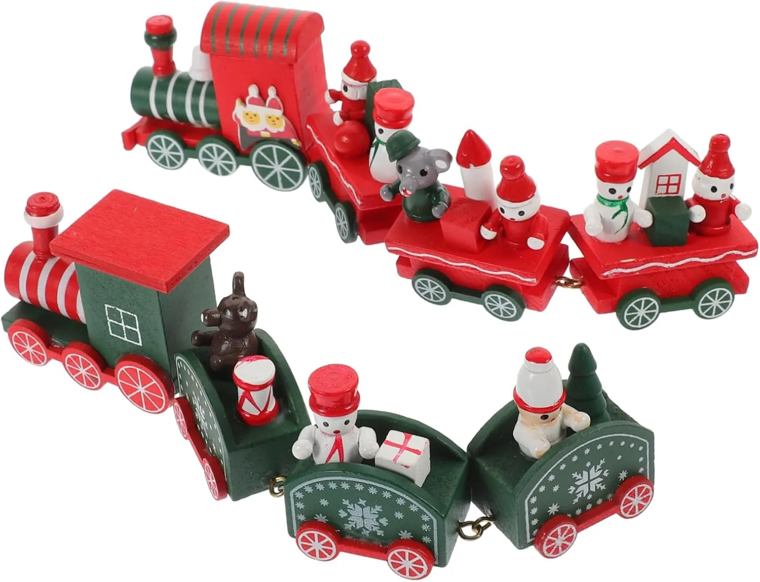 2 Sets Cartoon Train Ornaments for Christmas Decor Desktop Train Decorations Fun Holiday Boys