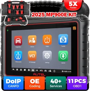 2025 Autel MaxiPRO MP900E KIT Scanner: Work as MP900-BT kit MS906 Pro MP808BT Pro w/ 11 Non-OBDII Adapter Kit, DoIP CAN-FD, 40  Service, OE ECU Coding, Bi-Directional Test, All System Scan, FCA SGW