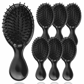 20 Pack Mini Hair Brushes Bulk, Mini Hair Brush Individually Wrapped, Soft Bristles Adds Shine, Scalp Massage and Detangling, Safe for All Hair Types Extensions, Wigs(Bright Black)