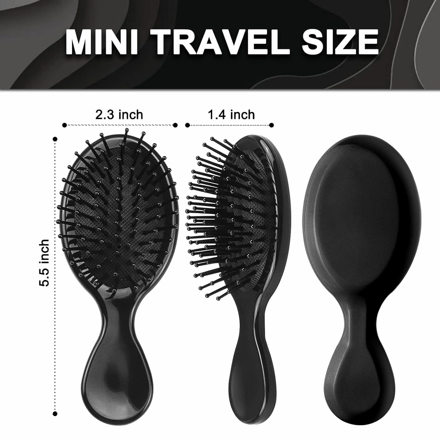 20 Pack Mini Hair Brushes Bulk, Mini Hair Brush Individually Wrapped, Soft Bristles Adds Shine, Scalp Massage and Detangling, Safe for All Hair Types Extensions, Wigs(Bright Black)