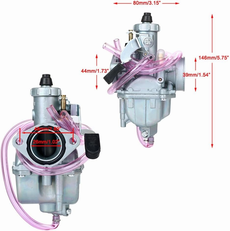 212CC VM22 Carburetor 26mm Carb for 196cc CT200U BT200X KT196 CT200U-EX Massimo Baja Warrior MB200 6.5hp GX160 GX200 for Lifan YX Zongshen Apollo Atomic Pit Dirt Bike BBR CRF70 DHZ KLX SSR Red