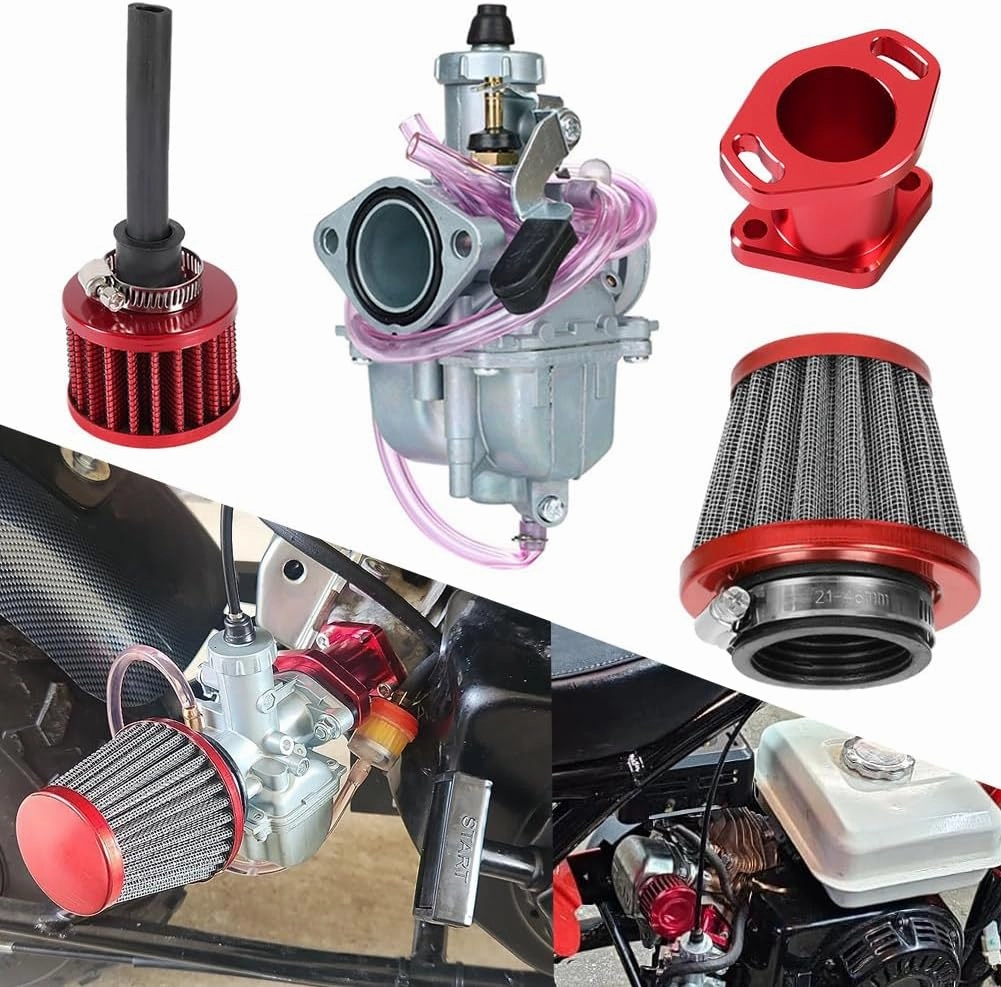 212CC VM22 Carburetor 26mm Carb for 196cc CT200U BT200X KT196 CT200U-EX Massimo Baja Warrior MB200 6.5hp GX160 GX200 for Lifan YX Zongshen Apollo Atomic Pit Dirt Bike BBR CRF70 DHZ KLX SSR Red