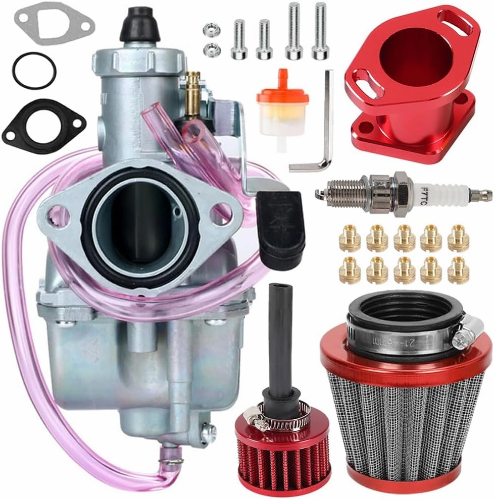 212CC VM22 Carburetor 26mm Carb for 196cc CT200U BT200X KT196 CT200U-EX Massimo Baja Warrior MB200 6.5hp GX160 GX200 for Lifan YX Zongshen Apollo Atomic Pit Dirt Bike BBR CRF70 DHZ KLX SSR Red