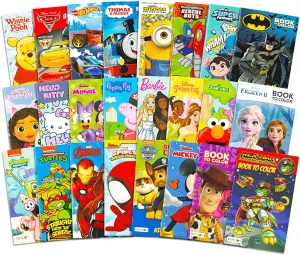 24 Pack Small Coloring Books for Kids Ages 4-8, 2-4 - Bulk Coloring Bundle Classroom Rewards, Prizes, PreK Kindergarten Party Favors with Disney, Nick, More | Mini Activity Books for Boys, Girls
