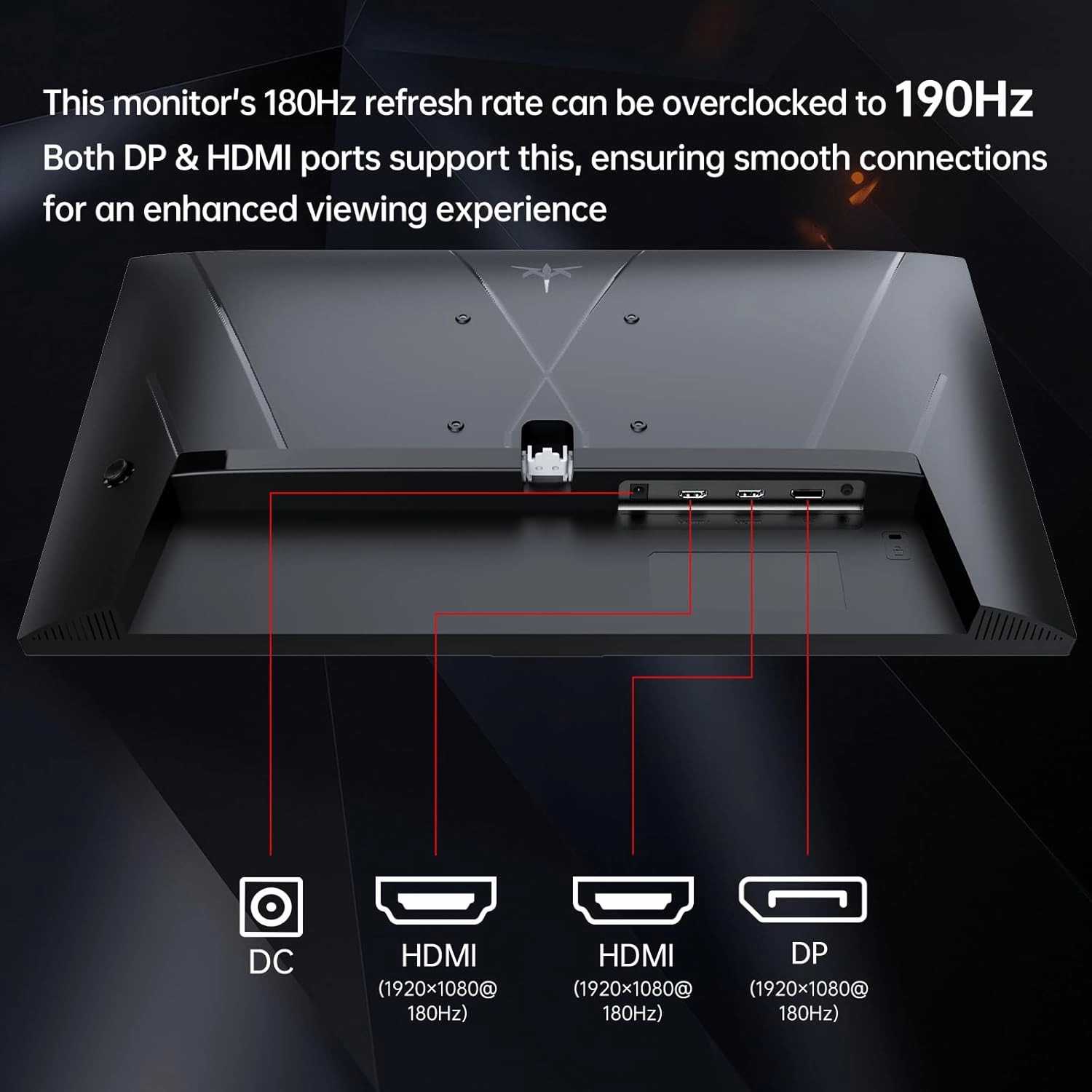 24 inch 190Hz/180Hz Gaming Monitor,HDR 400 Fast IPS Screen,FHD 1080P Monitor, 133% sRGB,AdaptiveSync,1ms Response Time,HDMI *2&DP*1,Tilt Adjustable, Eye Care