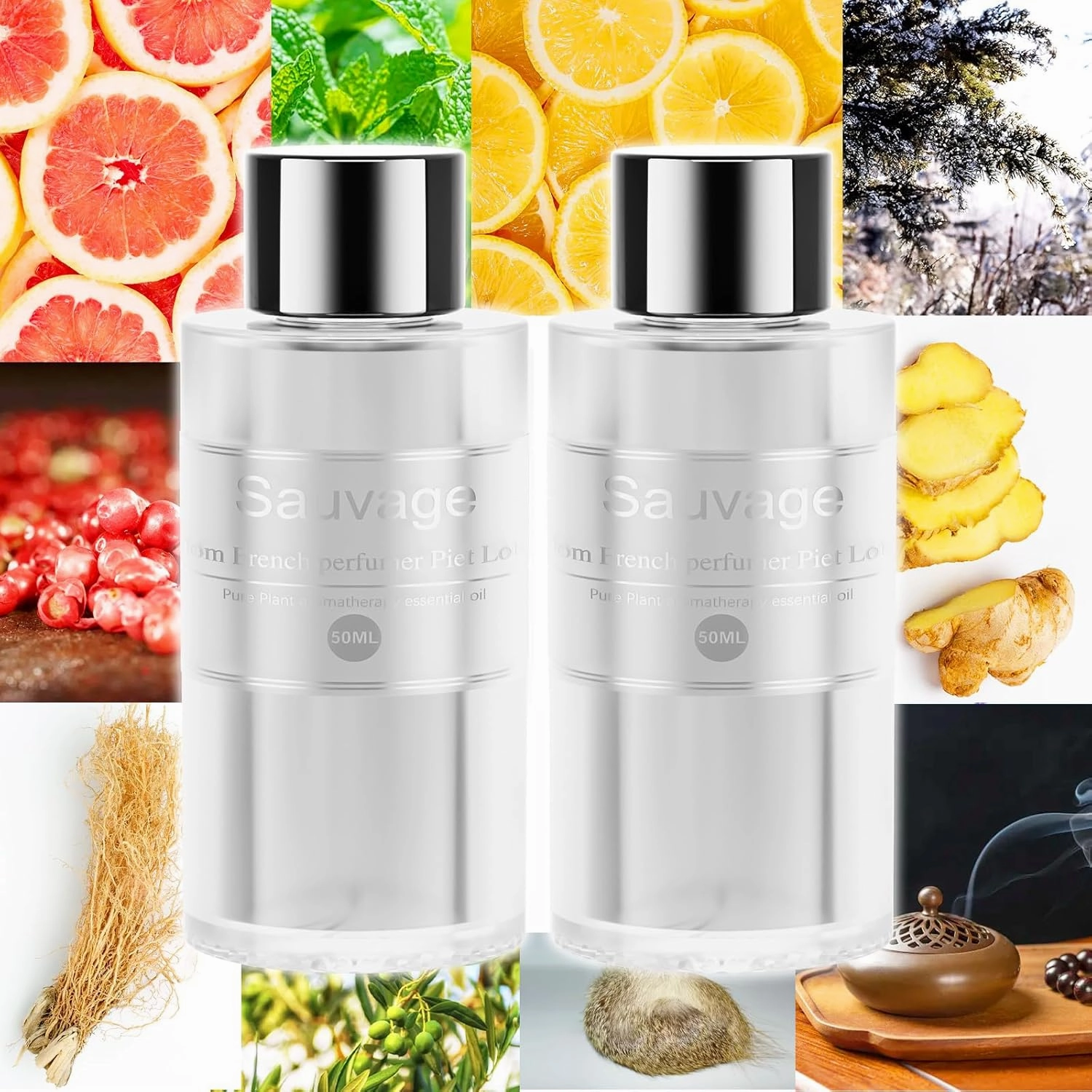 2 Pack Essential Oil for Smart Car Air Freshener, 3.5OZ Car Diffuser, Aromatherapy Perfume Refill Can be Used for 4-8 Months, Made with Natural Plant Extracts, Sauvage
