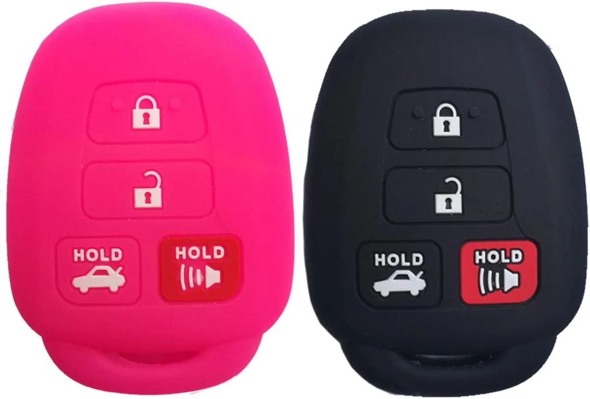 2Pcs Coolbestda 4buttons Key Fob Cover Skin Remote Case Keyless Entry Jacket Bag for 2016 2017 2018 2019 Toyota Corolla SE Camry SE LE Highlander RAV4 Avalon Venza Sequoia HYQ12BDM