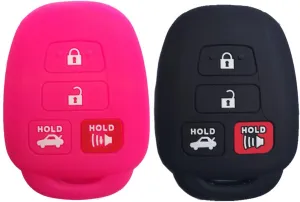 2Pcs Coolbestda 4buttons Key Fob Cover Skin Remote Case Keyless Entry Jacket Bag for 2016 2017 2018 2019 Toyota Corolla SE Camry SE LE Highlander RAV4 Avalon Venza Sequoia HYQ12BDM