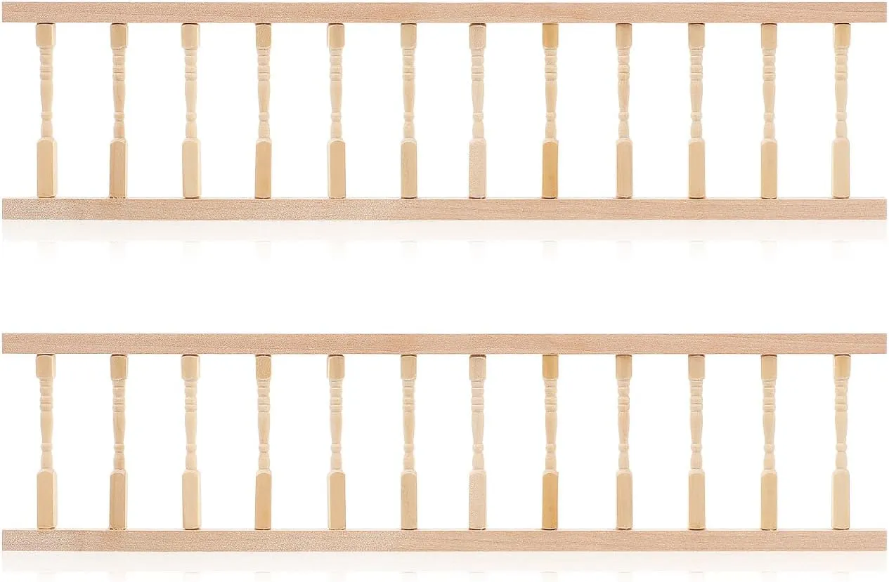 2PCS Dollhouse Railing,Dollhouse Stair Railing 1:12 Scale Miniature Furniture Props for Fairy Handrail Models DIY Toys - 11.99x2.95 Inch