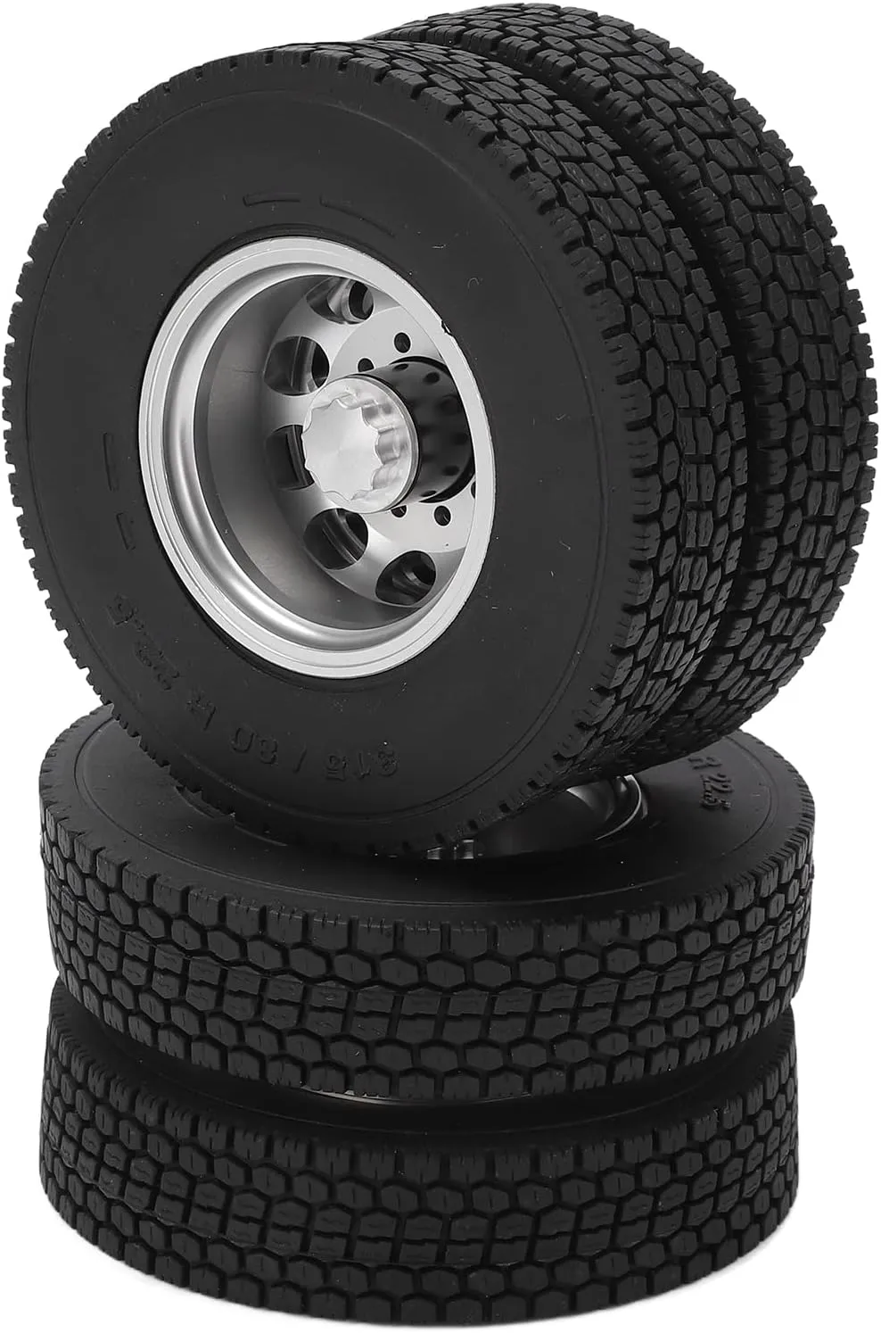 2Pcs RC Rear Tires with 16 Screws, 12mm / 0.5in Hex Coupling Strong Cushioning Performance Remote Control Car Accessories for 1/14 Trailer Truck