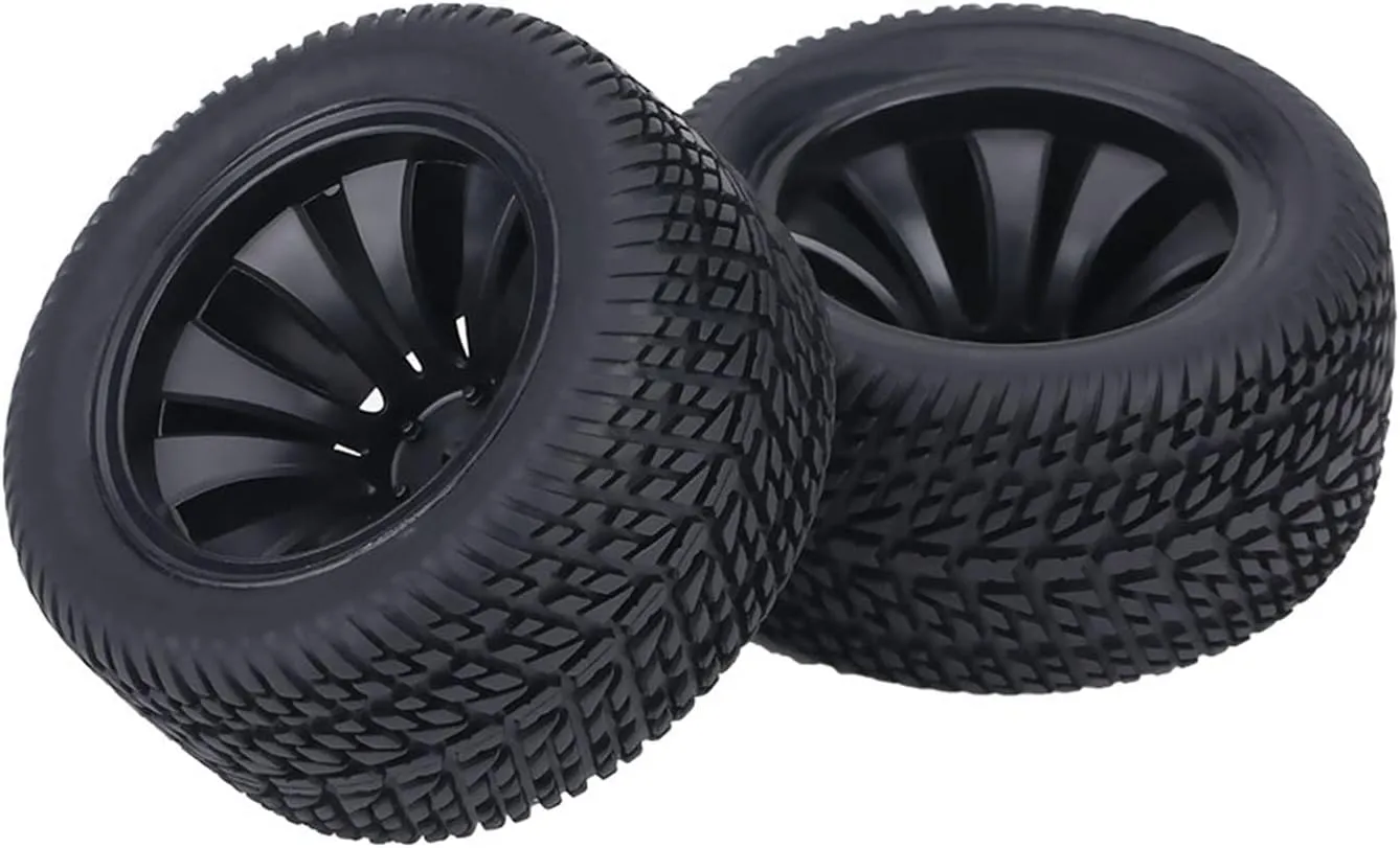 2Pcs Rubber Tyre Tires & Plastic Hubs Wheel for 1:12 RC Car Racing Car Truck