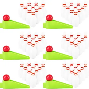 30 Sets Mini Bowling Game Miniature Bowl Pins Ramp Bowl Ball Tabletop Bowling Sets Bowling Party Favors Include 300 Mini Bowl Pins 30 Bowling Ball 30 Ramp Bow for Boys Girls Bowler Birthday Supplies