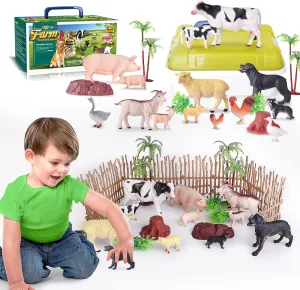 35 PCS Farm Animals Toys for Toddlers 3 Years Old Boys and Girls Realistic Animal Figures Playsets Toys for Kids 3~8 Christmas Birthday Gift