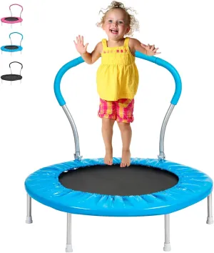 36-Inch Kids Trampoline With Handle - Indoor Mini for Toddlers, Small Rebounder, Adult Fitness for Indoor and Outdoor Use