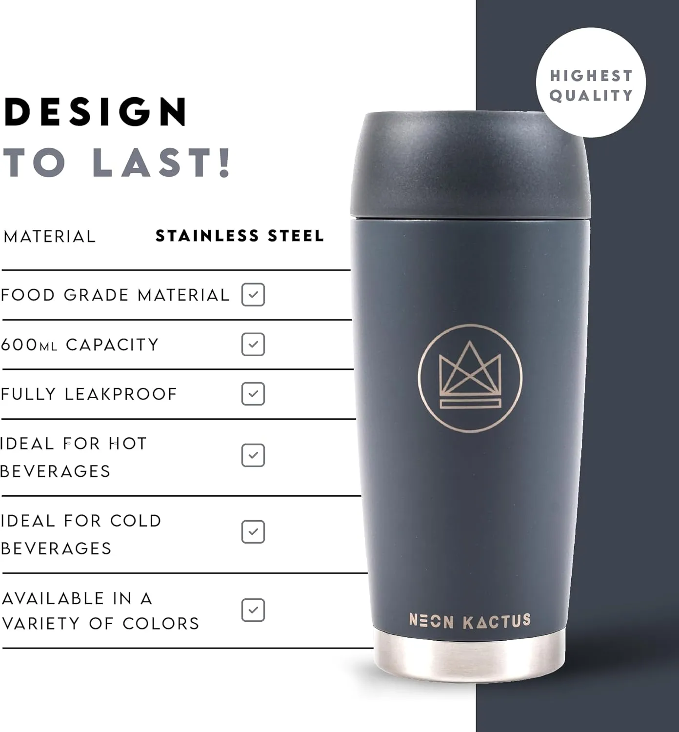 360° Travel Mug - Leakproof Insulated Coffee Mugs for Hot & Cold Drinks - Thermal Reusable Travel Cups, Fits Car Cup Holders 600ml/20oz (Forever Young)
