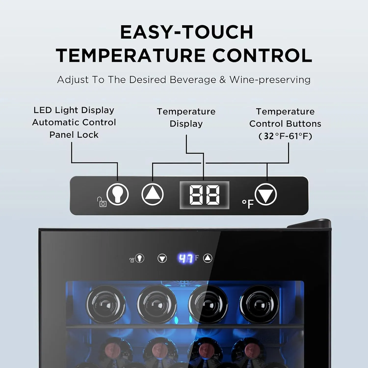 37 Bottle Wine Fridge,Freestanding 145 Can Beverage Refrigerator with Smart Temperature Control，4.5 CU FT Quiet Mini Fridge with Child Lock Panel for Family Restaurant Bar, Black