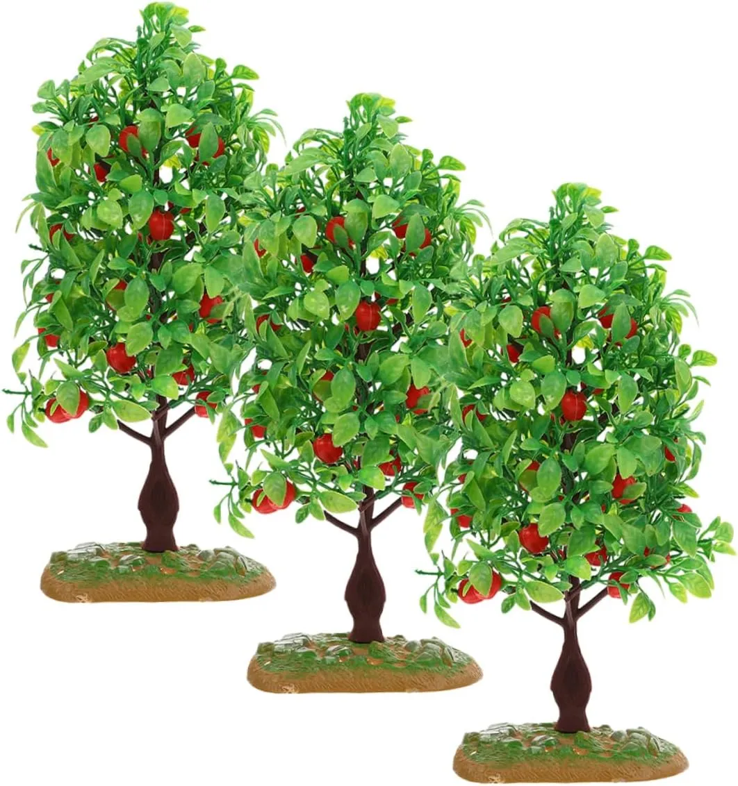 3pcs Miniature Fake Fruit Trees Artificial Garden Decor for DIY Sand Table Crafts for Dollhouse Building Models and Fairy Garden Scenery