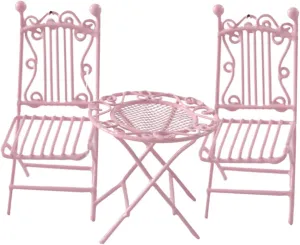 3pcs Miniature Table and Chair Set Tiny Scale Bistro Furniture for Dollhouse Decor for Outdoor Scenes and Playtime