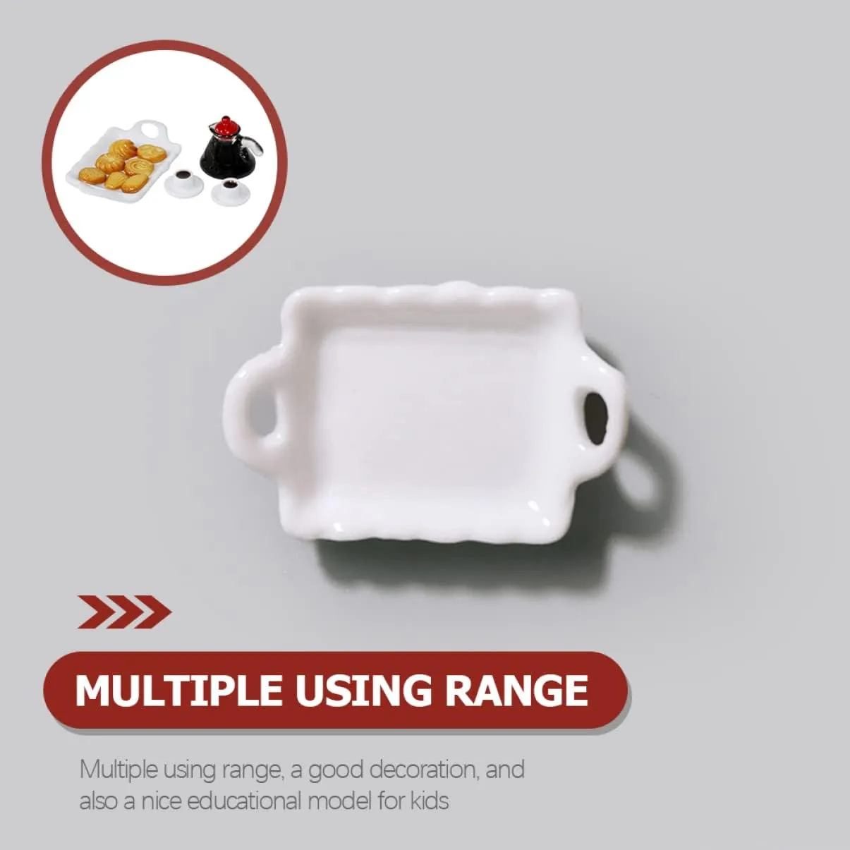 3sets Adorable Miniature Food Set Wear-Resistant Coffee Cup and Tray Decor Dollhouse Accessories for Creative Play and Imaginative Scenes