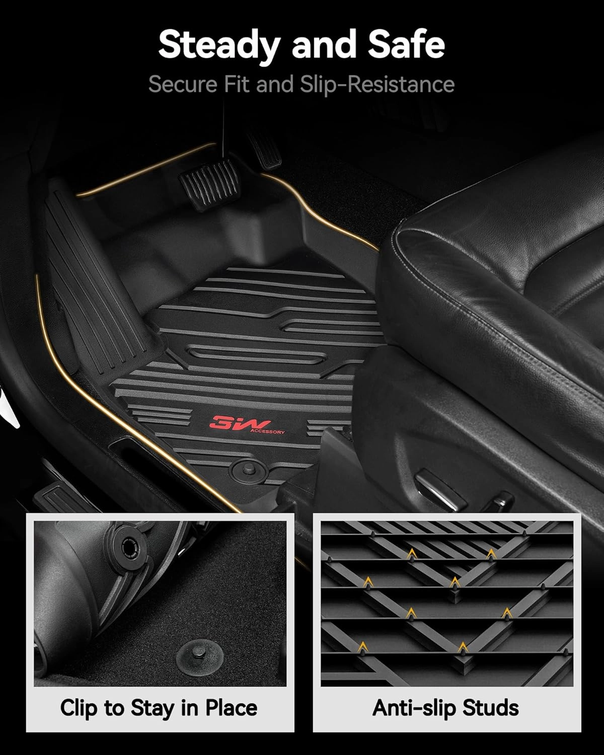 3W Floor Mats Fit for Jeep Grand Wagoneer/Grand Wagoneer L 2022 2023 2024 2025 7 seat(Not Fit for 8 seat), All-Weather TPE Custom Fit Wagonner Floor Liner for 1-3 Rows Full Set Car Mats