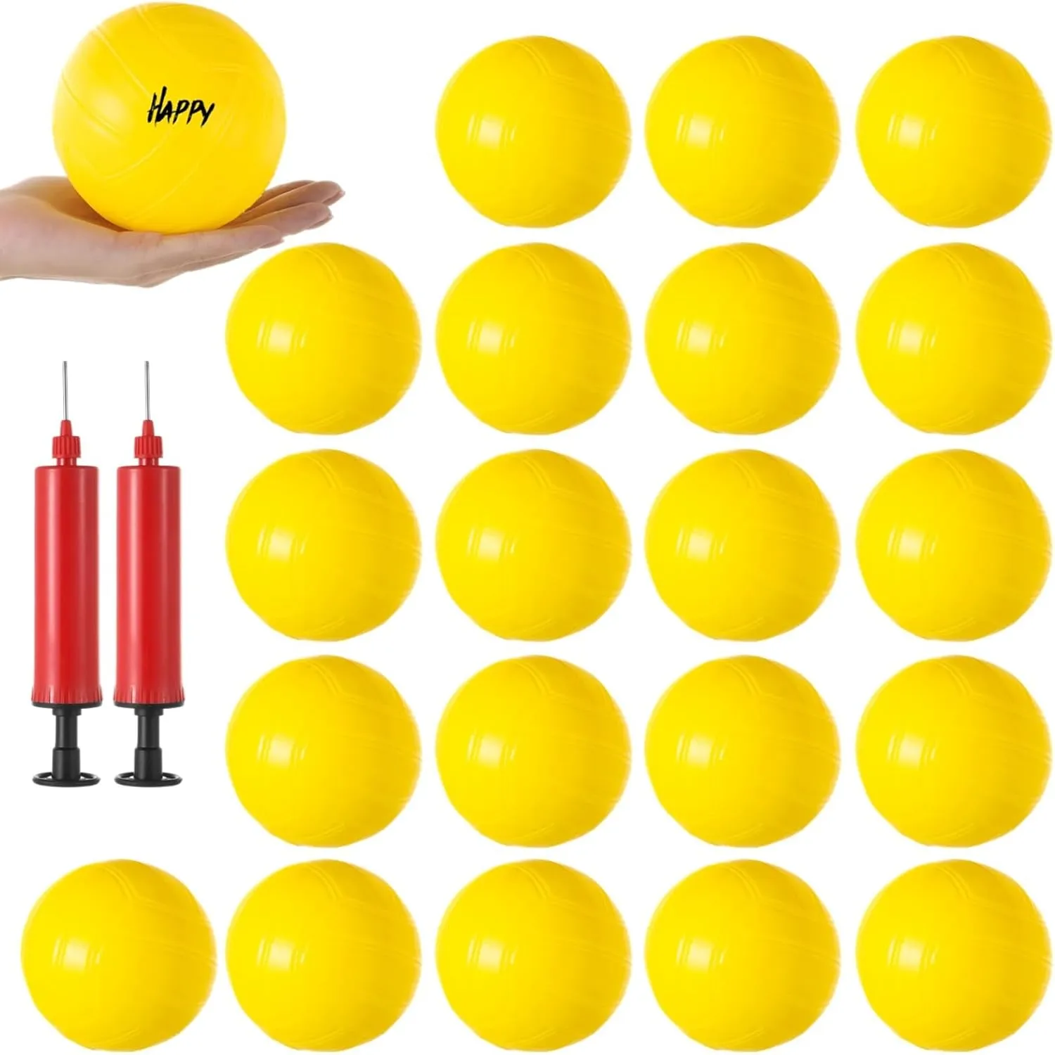 4 Mini Volleyballs Set of 20 with Pumps, Pool and Beach Game Balls, Roundnet and Replacement Balls, Party College Awards