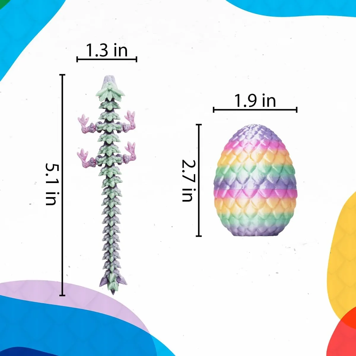 4 Pcs 3D Printed Dragon, Mystery Crystal Dragon Egg,3D Dragon Egg Gift for Kids (Dragon Egg)