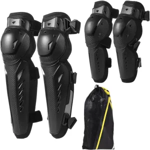 4 Pcs Elbow and Knee Pads for Adults, Adjustable Guards with Hard Shell and Soft Lining for Skiing, Biking, Motorcycling, and Skateboarding